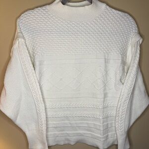 Elegant White Cable Knit Sweater
